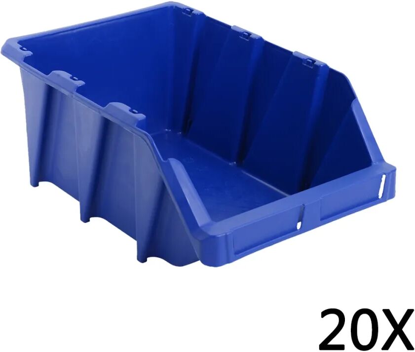 vidaXL Bac de rangement empilable 20 pcs 265x420x178 mm Bleu