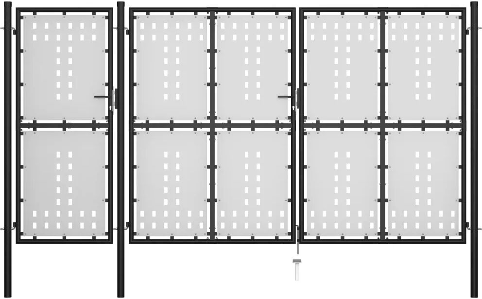 vidaXL Portail de jardin Acier 400 x 175 cm Noir