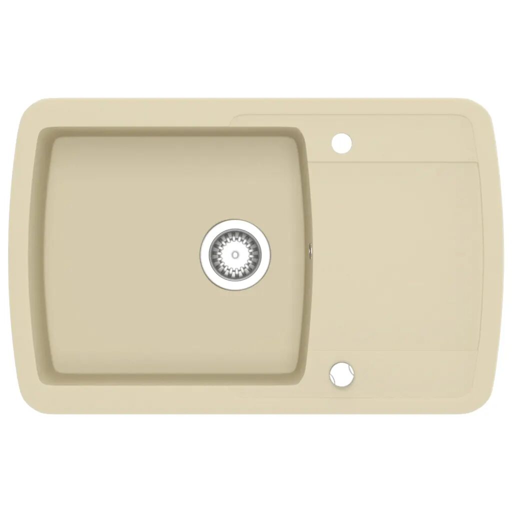 vidaXL Évier de cuisine Granit Seul lavabo Beige