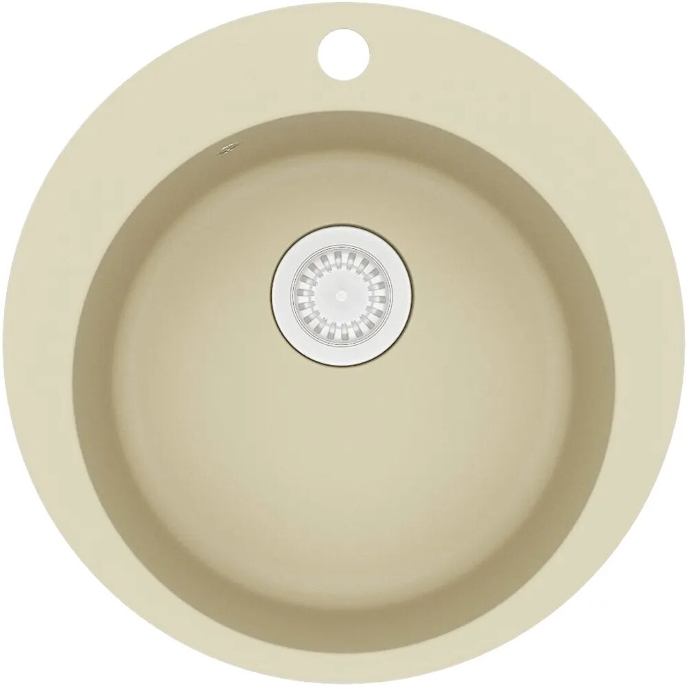 vidaXL Évier de cuisine Granit Seul lavabo Rond Beige