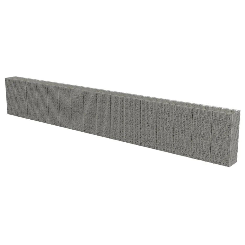 vidaXL Mur à gabion avec couvercles Acier galvanisé 900 x 50 x 150 cm