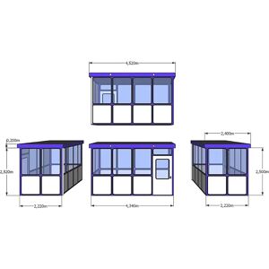 kaiserkraft Mehrzweckhaus, Füllungen in Rundeckenoptik, für Außenbereich, LxB 4340 x 2220 mm