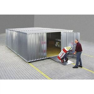 kaiserkraft Materialcontainer-Kombination, verzinkt, ohne Holzfußboden, 3 Module, Außenbreite 3100 mm