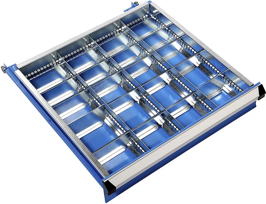 Schubladeneinteilungs-Set 3 Längs- und 20 Querteiler, für Schubladenhöhe 100 mm für Schrankbreite x -tiefe 717 x 725 mm