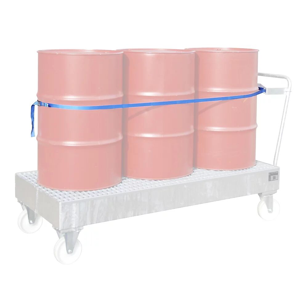 EUROKRAFTpro Spanngurtvorrichtung Fasshaltegurt für 3 x 200-l-Fässer