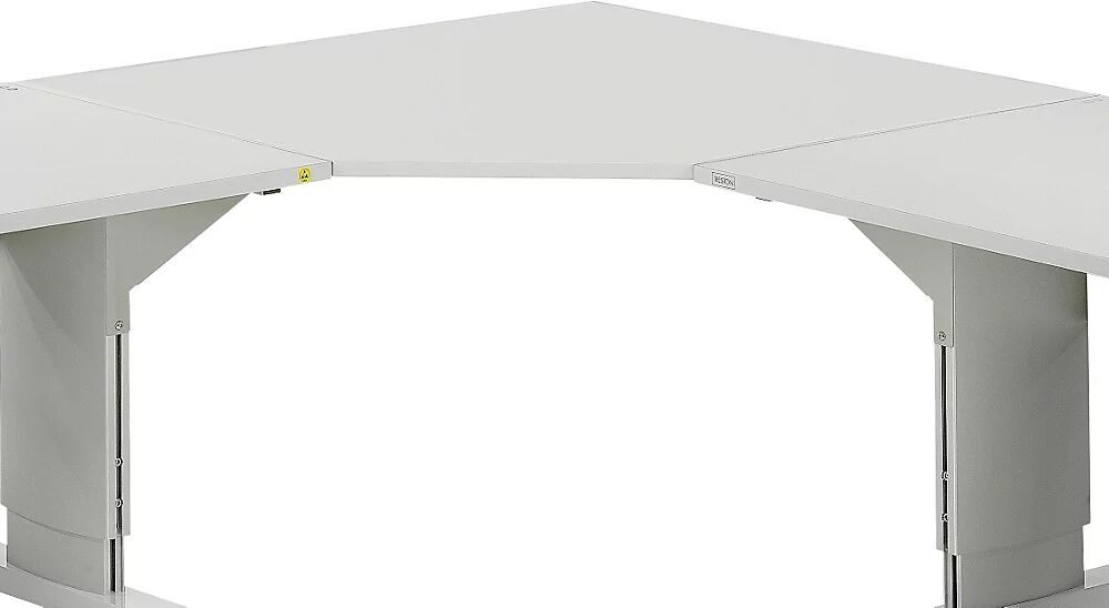 Treston Eckplatte für Arbeitstisch lichtgrau BxT 1153 x 1153 mm