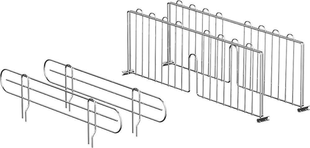 Set aus Regalteilern und Seitenbegrenzern für Tiefe 610 mm, verchromt 2 x 2 Stk