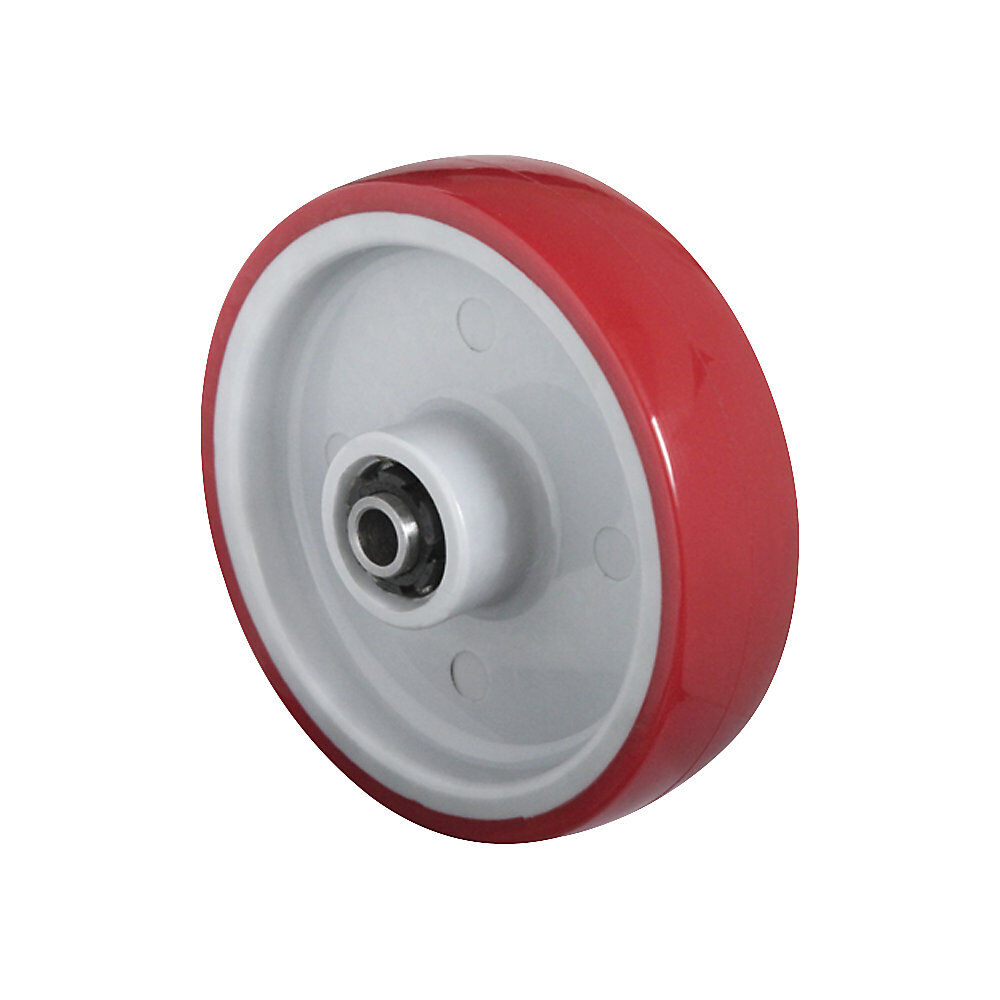 EUROKRAFTbasic PU-Rad, rot auf Polyamidfelge Rollenlager in Edelstahl, ab 2 Stk Rad-Ø x Breite 125 x 32 mm