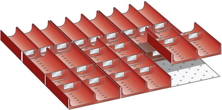 LISTA Schubladeneinteilung Muldenset, für Fronthöhe 75 - 300 mm 39-teilig