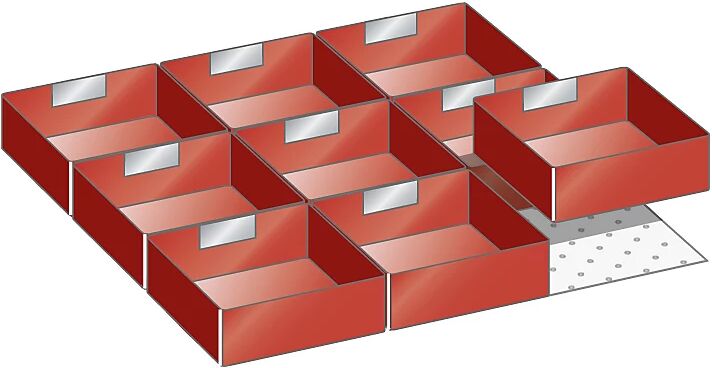 LISTA Schubladeneinteilungs-Set 9 Einsatzkästen für Fronthöhe 50 mm