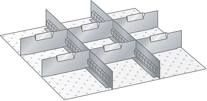 LISTA Schubladeneinteilungs-Set 2 Schlitzwände, 6 Trennbleche für Fronthöhe 75 mm