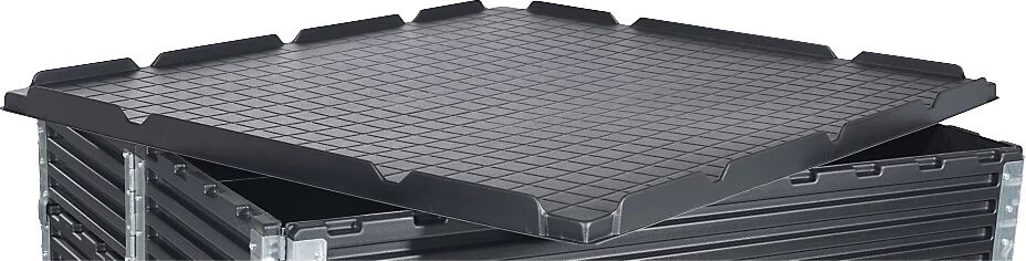 Deckel aus ABS-Recyclingkunststoff für LxB 1200 x 1000 mm schwarz