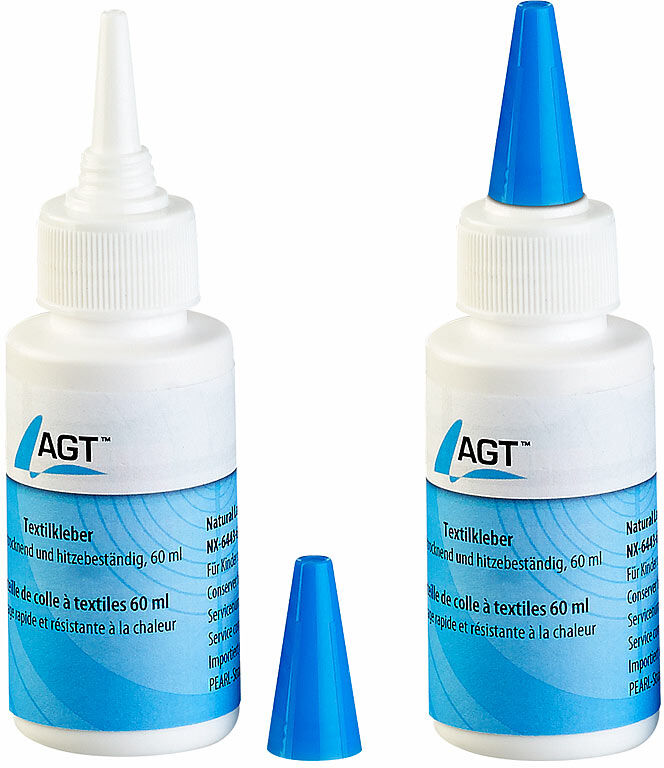 AGT 2er-Set Textilkleber, schnell trocknend und hitzebeständig, 2x 60 ml