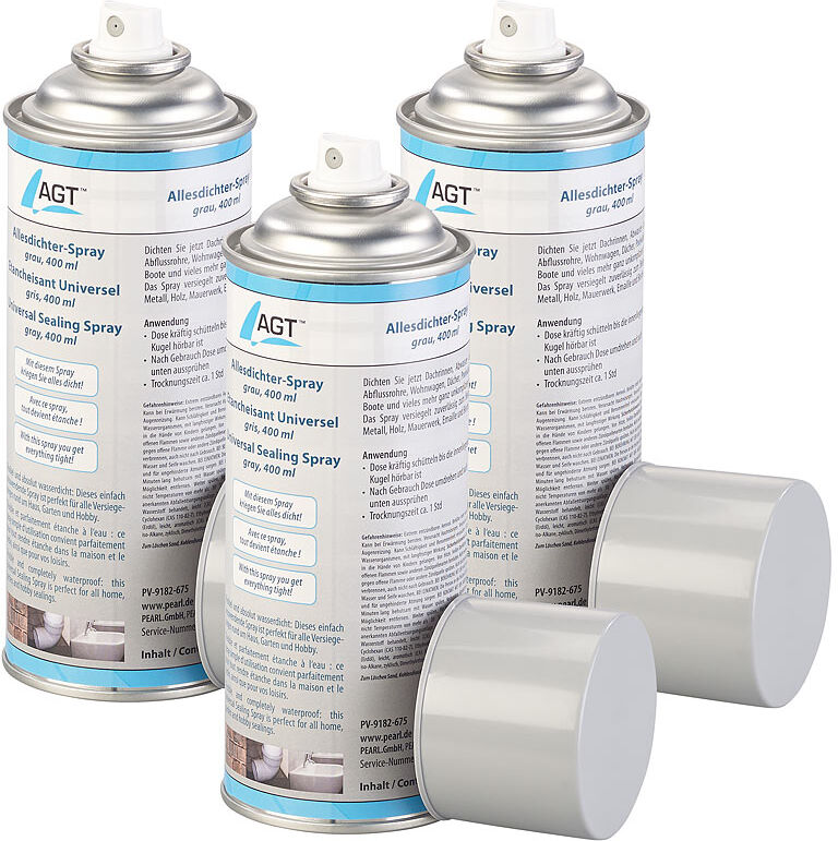 AGT 3er-Set Allesdichter-Sprays mit 3x 400 ml, grau