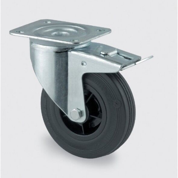 TENTE Transportní kolečko otočné s brzdou 160 mm, černá guma