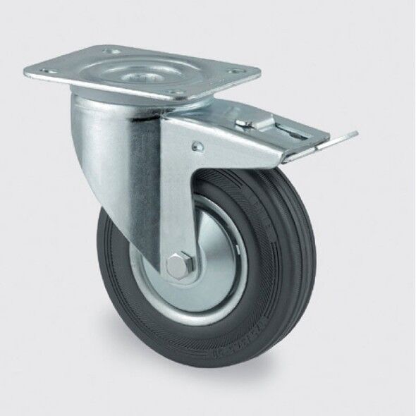 TENTE Transportní kolečko s krytem 160 mm, otočné s brzdou, černá guma