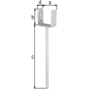 Alberts® U-Pfostenträger 100x60x4mm Betonanker XL Riffelstahl für verschiedene Pfostenstärken 90 mm