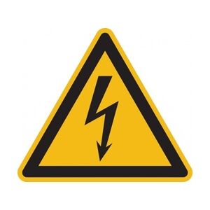 Warnschild, Warnung vor elektrischer Spannung W012 (Blitzpfeil) - ASR A1.3 (DIN EN ISO 7010) - 100x0.45 mm Aluminium geprägt