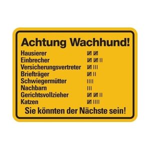 Hinweisschild, Achtung Wachhund!, Aluminium, 150 x 200 mm - 200x150x0.45 mm Aluminium geprägt