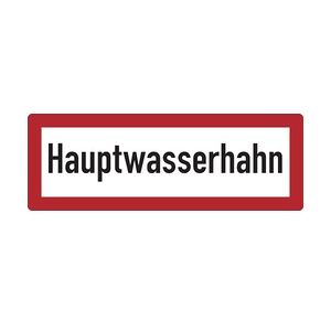 Feuerwehrschild, Hauptwasserhahn - DIN 4066 - 210x74 mm Folie selbstklebend