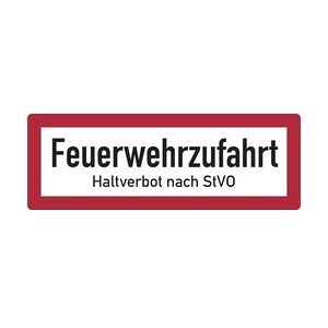 König Werbeanlagen Feuerwehrschild, Feuerwehrzufahrt Haltverbot - DIN 4066 - 594x210x2 mm Aluminium 2 mm, reflektierend Typ I