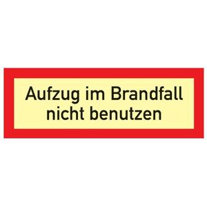 Brandschutzzeichen DIN 4066 L297xB105 mm Aufzug im Brandfall nicht benutzen Kunststoff