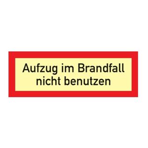 Brandschutzzeichen DIN 4066 L297xB105 mm Aufzug nicht benutzen Folie