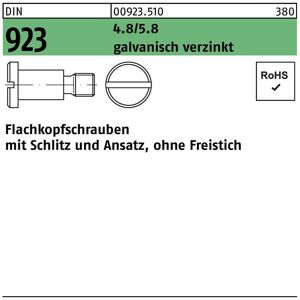 Flachkopfschraube DIN 923 m.Schlitz/Ansatz M 6 x10 x 9,0 4.8/5.8 galvanisch verzinkt