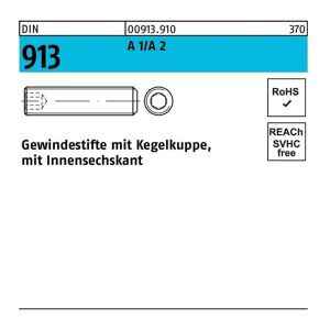 Gewindestift DIN 913 Kegelkuppe/Innen-6-kant M 16 x 40 A 1/A 2