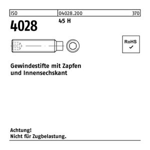 Gewindestift ISO 4028 Zapfen/Innensechskant M 5 x 18 45 H