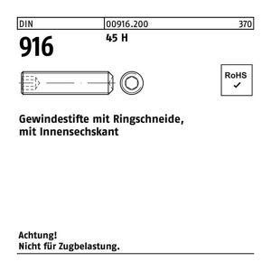 Gewindestift DIN 916 Ringschn./Innen-6-Kant M 6 x 16 45 H