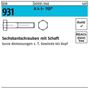 Sechskantschraube DIN 931 m.Schaft M 12 x 210 A 4 (- 70)