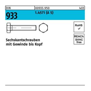 Sechskantschraube DIN 933 VG M 20 x 50 A 5