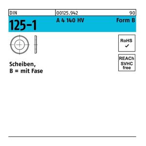 Unterlegscheibe DIN 125-1 Form B 4,3 x 9 x0,8 A 4 140 HV