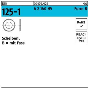 Unterlegscheibe DIN 125-1 Form A 8,4 x16 x1,6 A 2 140 HV