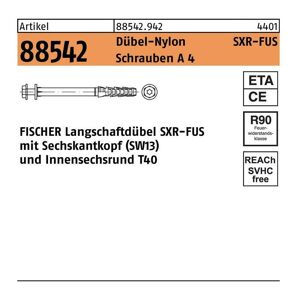 Fischer Rahmendübel r 88542 sxr 10x180 fus Schrauben a 4/Dübel-Nylon