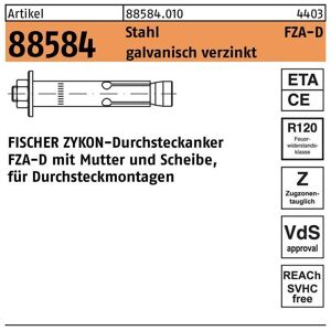 Fischer - Durchsteckanker r 88584 zykon fza-d 18x100 M12D/20 Stahl galvanisch verzinkt galvanisch verzinkt