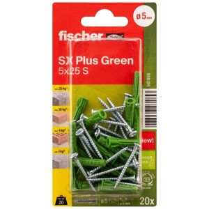 fischerwerke fischer Spreizdübel SX Plus Green 5 x 25 S K, 20 Stück