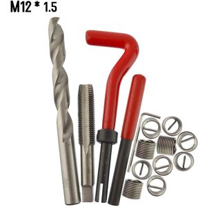 Tomtop Jms 15-Teiliges Metrisches Gewinde-Reparatureinsatz-Set M5 M6 M8 M10 M12 M14 Helicoil Car Pro Spulenwerkzeug M12 * 1,5