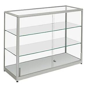 Stand-Präsentationsvitrine, stabiler Aluminium-Rahmen, 1500 x 400 x 910 mm