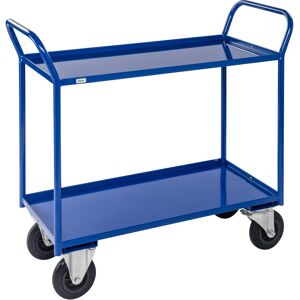 Kongamek Etagenwagen voll verschweisst in blau mit 2 Böden 940x540mm Ladefläche und 24mm Rand ohne Bremse