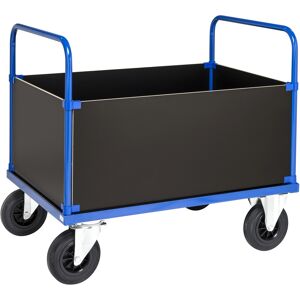 Kongamek Kastenwagen in blau 1200x800x900mm mit verzinkter Ladefläche und 4 Wänden mit Gummibereifung und Bremse