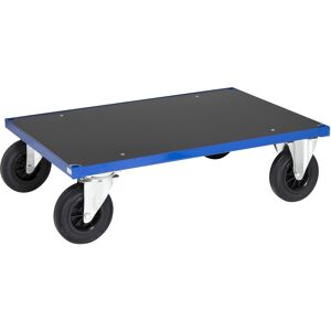 Kongamek Plattformwagen in blau mit MDF-Platte 260mm 1200x800x260mm Gummibereifung ohne Bremse