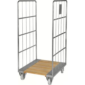 Kongamek Rollcontainer verzinkt 800x710x1600mm mit Holzboden und 2 Gitterwänden 100x380mm mit Bremse