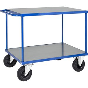 Kongamek Tischwagen in blau 1300x800x870mm Ladefläche Stahlblech verzinkt mit Schiebegriff, Gummibereifung und Bremse