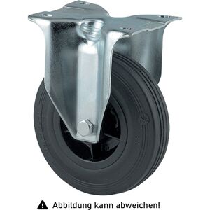 Rollcart Vollgummi-Bockrolle Ø200x50mm in schwarz 205kg Tragkraft mit Kunststoff-Felge