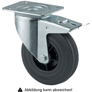 Rollcart Vollgummi-Lenkrolle mit Doppelstop Ø200x50mm in schwarz 205kg Tragkraft mit Kunststoff-Felge