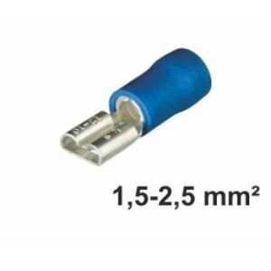 Flachsteckhülsen blau 6,3x0,8 mm für 1,5-2,5 mm² 100 Stück