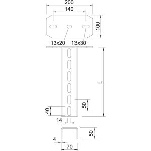 OBO Bettermann Vertr U-Stiel mit Kopfplatte 600mm, schwer US 7 K 60 FT - 6339093