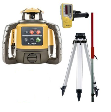 Topcon RL-H5A Selbsthorizontierender Baulaser + LS-80L Empfänger + Stativ + Laserlatte